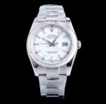 Copy Rolex Oyster Datejust Stainless Steel White Face Watch - Ar Factory SWISS ETA3135_th.jpg